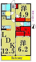 メゾンドメルセデス 2LDKの間取図画像