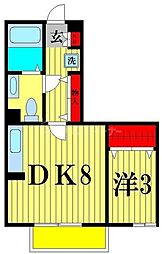 プレスティージュ大月 1DKの間取図画像