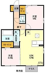 セタンドール緑町 2LDKの間取図画像