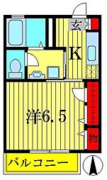 フルール・パンセ 1Kの間取図画像