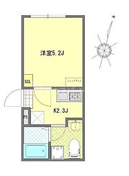 Vieta西小岩 1Kの間取図画像