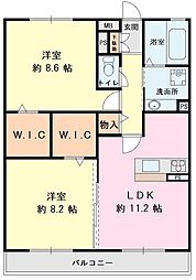 エクレール上志津2 2LDKの間取図画像