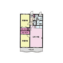 シャルマン大野 2LDKの間取図画像