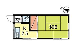 JR中央本線 高円寺駅 徒歩18分の賃貸アパート 2階1Kの間取り