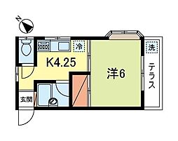 プラトン 1Kの間取図画像