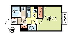 ボヌール参号館 1Kの間取図画像