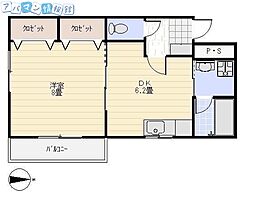 オードリー浜松 1DKの間取図画像