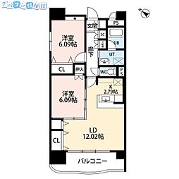 フェリシア柳都 2LDKの間取図画像