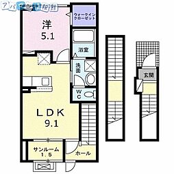 グリーンピア B 1LDKの間取図画像
