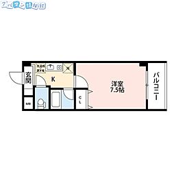 パンウエストリート 1Kの間取図画像