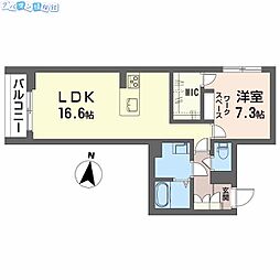 ベレオ万代 1LDKの間取図画像