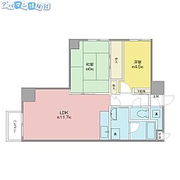 コープ野村万代 2LDKの間取図画像