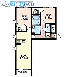ウェルデンス上所島壱番館 2LDKの間取図画像
