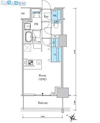 ロイヤルパークスER万代 ワンルームの間取図画像