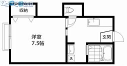 スカイ白山 1Kの間取図画像