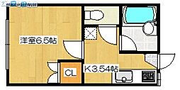 コーポ明石 1Kの間取図画像