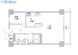 トーカン万代第2ビューハイツ 1LDKの間取図画像