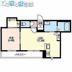 MastTown神道寺A 1LDKの間取図画像