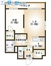 パーク万代マリーナコート 1LDKの間取図画像