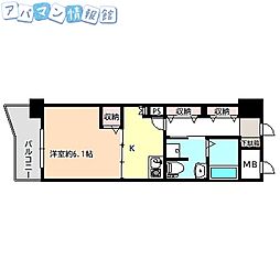 ライオンズシティ新潟 1DKの間取図画像
