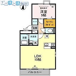 フローラA 1LDKの間取図画像