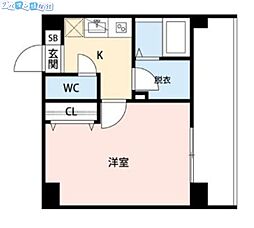 CUES東万代 1Kの間取図画像