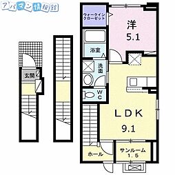 グランフォルムB 1LDKの間取図画像