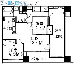 APAガーデンコート弁天公園 3LDKの間取図画像