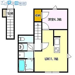ガーデンシティ万代 1LDKの間取図画像