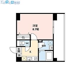 CUES東万代 1Kの間取図画像