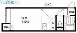 レスターテ四ツ屋 ワンルームの間取図画像