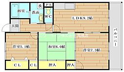 ラフォーレ南平台 4階3LDKの間取り