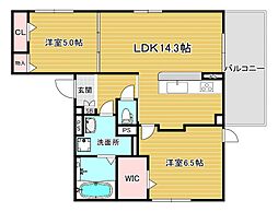 D-residence高槻市下田部B 2LDKの間取図画像