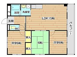 ピアグランデ 3階3LDKの間取り