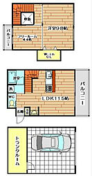 メゾンヴェール月見町II 3階2LDKの間取り
