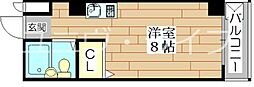 プレミアムコート 1Kの間取図画像
