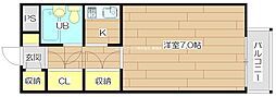 ビエラコート高槻 ワンルームの間取図画像