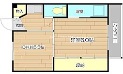 ビレッジハウス服部6号棟 1DKの間取図画像
