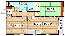 コルベーユ古曽部 2LDKの間取図画像