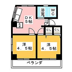 フラット大竹 1階2DKの間取り
