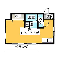 フラット大竹 4階ワンルームの間取り
