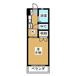 第3三池ビル 2階1Kの間取り