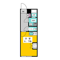 早稲田鶴巻町IMAハウス 地下1階ワンルームの間取り