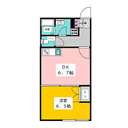 早稲田鶴巻町IMAハウス 2階1DKの間取り