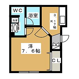ルミエールカトウ 1階1Kの間取り