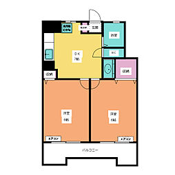 三信マンション 1002 10階2DKの間取り