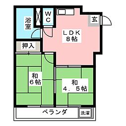 諏訪町マンション 308 3階2Kの間取り