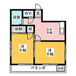 クレインヒル早稲田 2Kの間取図画像