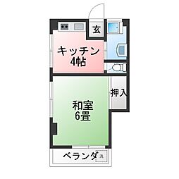 篠田ビル 1Kの間取図画像