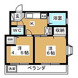 三信マンション 2DKの間取図画像